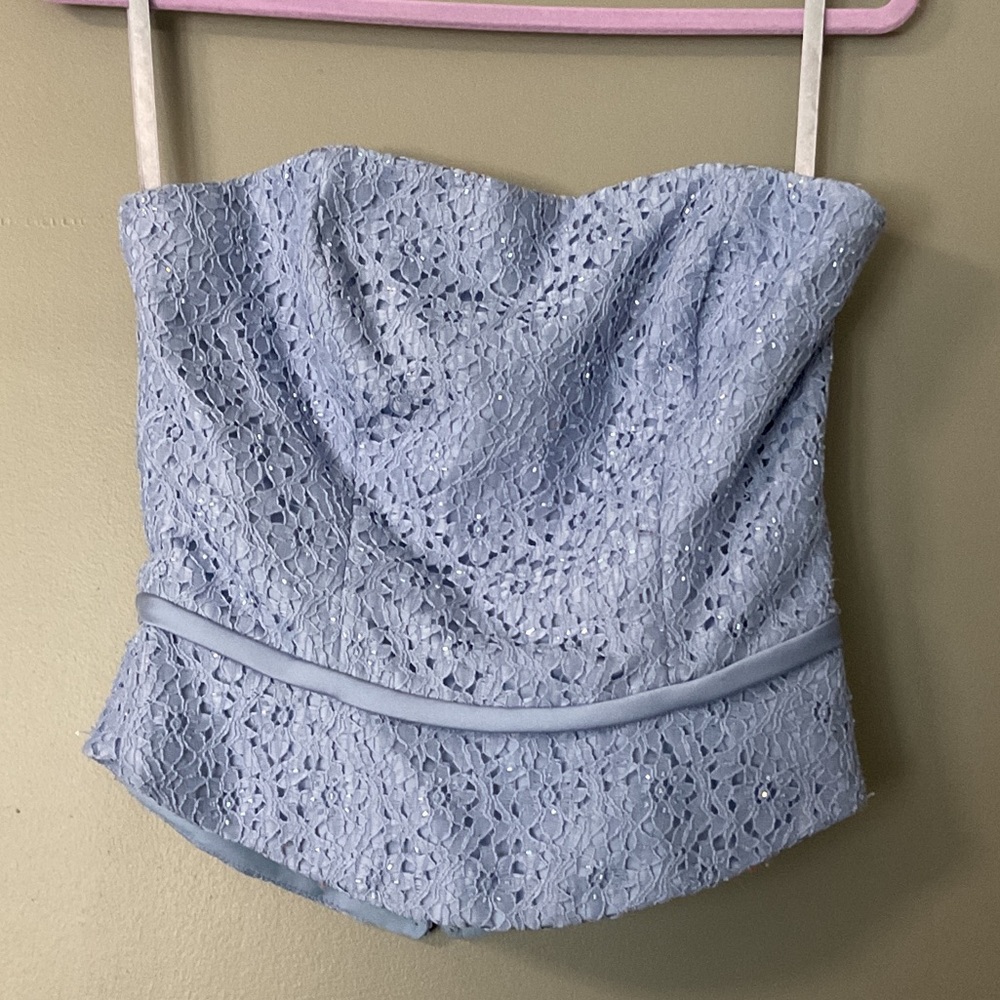 Elegant Lace Blue Tank Top, Size 9/10
